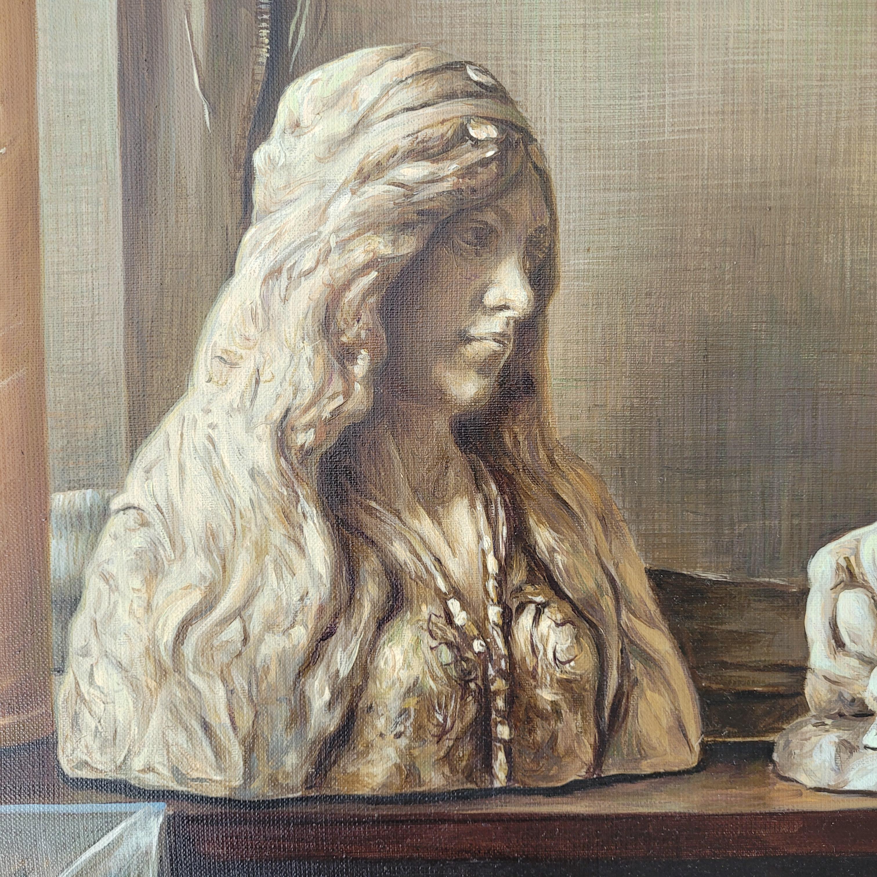 Doppia vita - Pittura ad olio realistica, Interno, Giovane artista polacco in vendita 4
