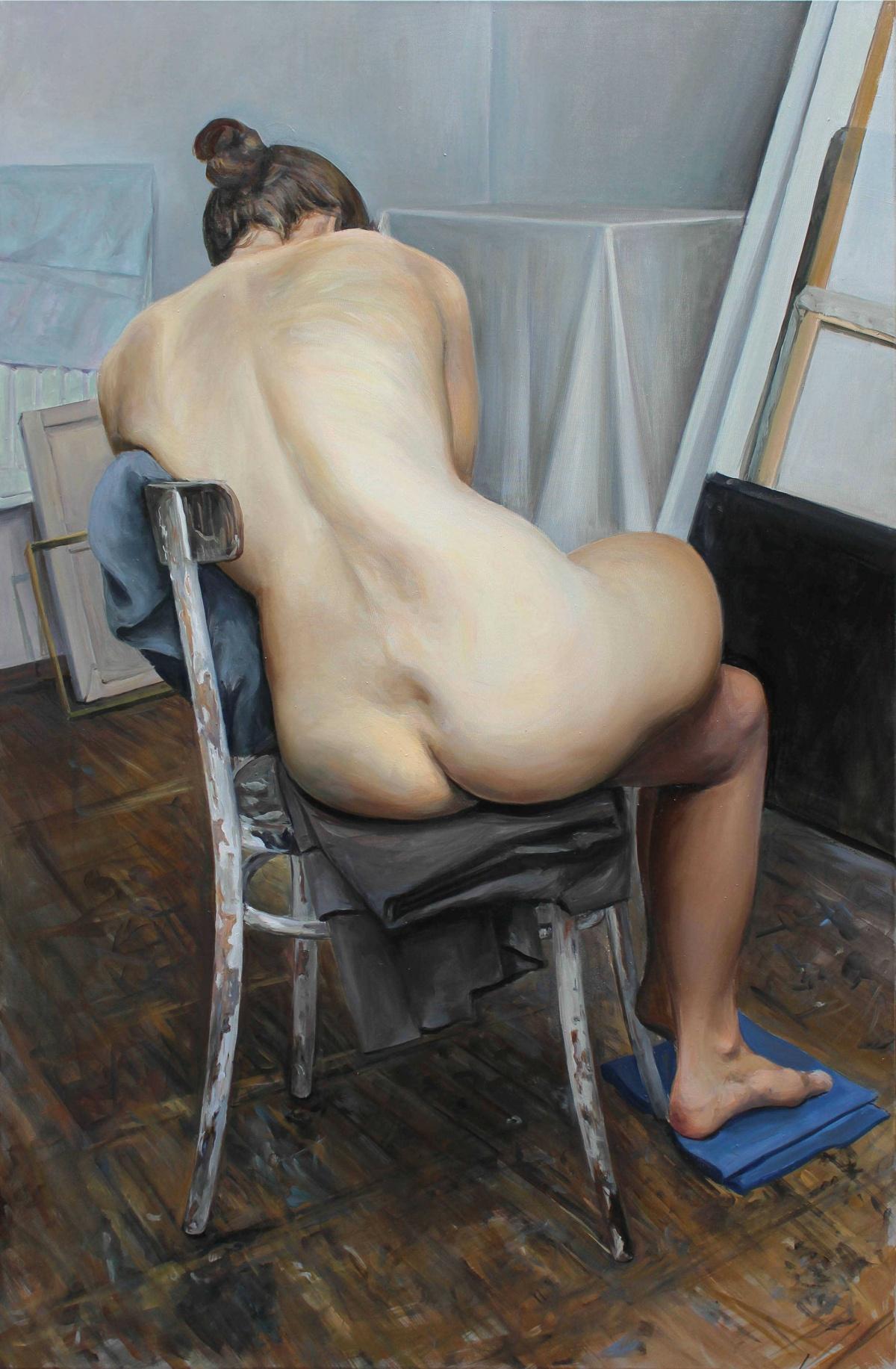 Agnieszka Staak-Janczarska Figurative Painting - Elle - Contemporary Figurative Oil on Canvas Nude Realistic Painting