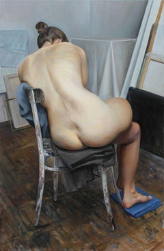 Elle - Contemporary Figurative Oil on Canvas Nude Realistic Painting