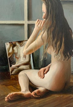 Gazing - Realistic oil painting, Nude, Young Polish artist