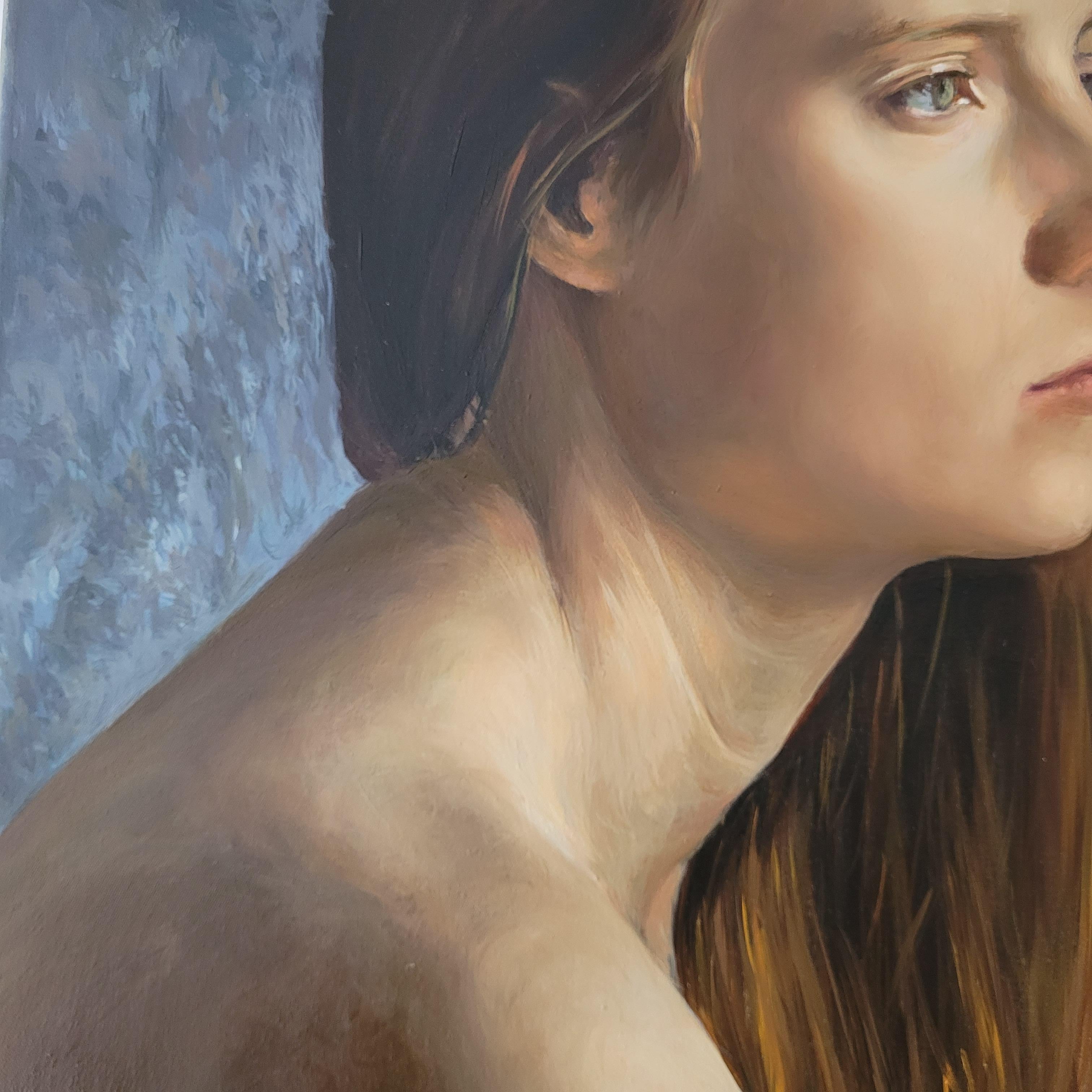 Desnudo gigante - Pintura al óleo realista, Desnudo, Joven artista polaco - Figurative Painting Negro de Agnieszka Staak-Janczarska