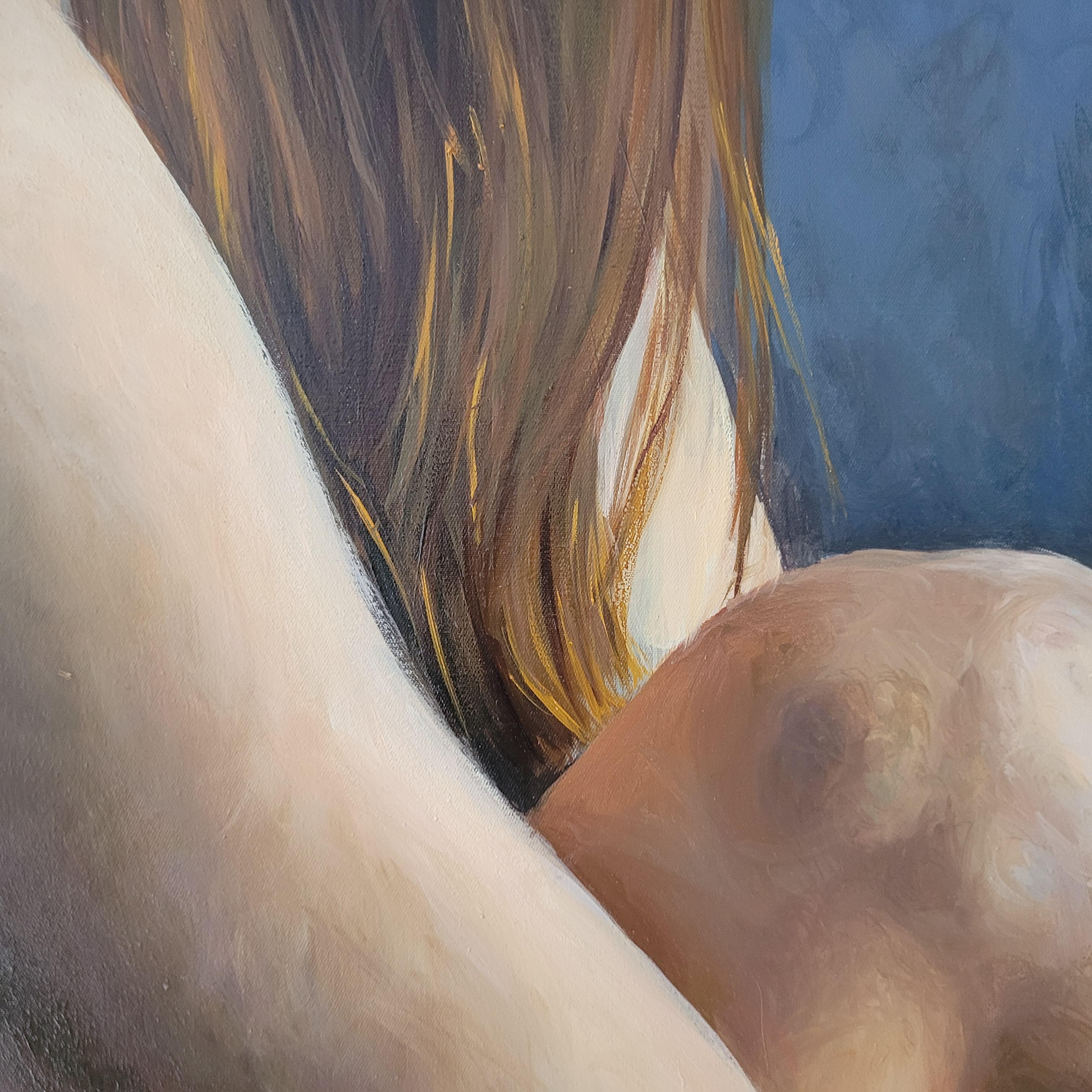 Desnudo gigante - Pintura al óleo realista, Desnudo, Joven artista polaco en venta 1