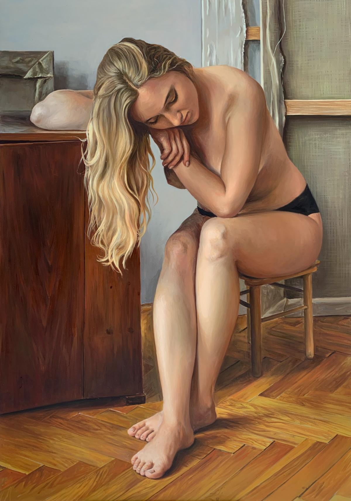 Her - Contemporary Figurative Oil on Canvas Nude Realistic Painting