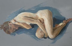 Lying down. Realistic figurative oil painting, Nude, Young Polish artist