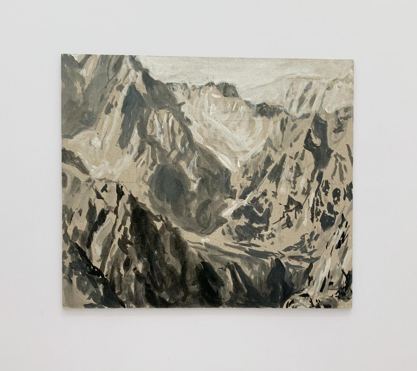 Mountain sketch - Monochromatic Landscape, Young Polish artist - Painting by Agnieszka Staak-Janczarska