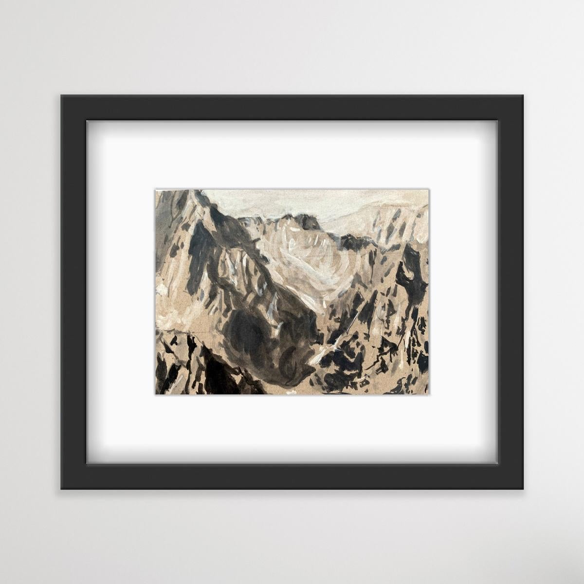 monochromatic landscape drawing
