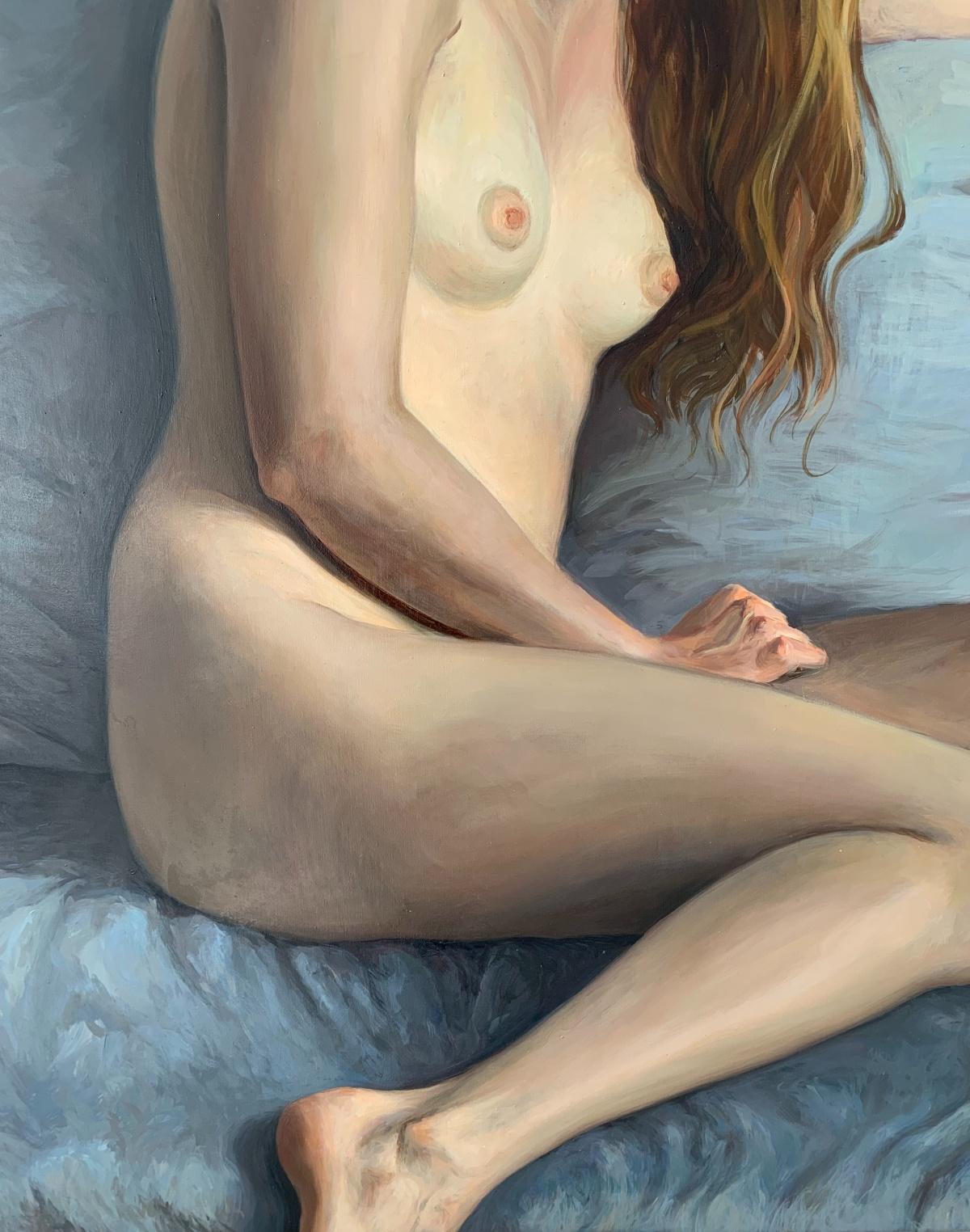 Nude -  Figurative Oil Realistic painting, Polish young artist - Painting by Agnieszka Staak-Janczarska