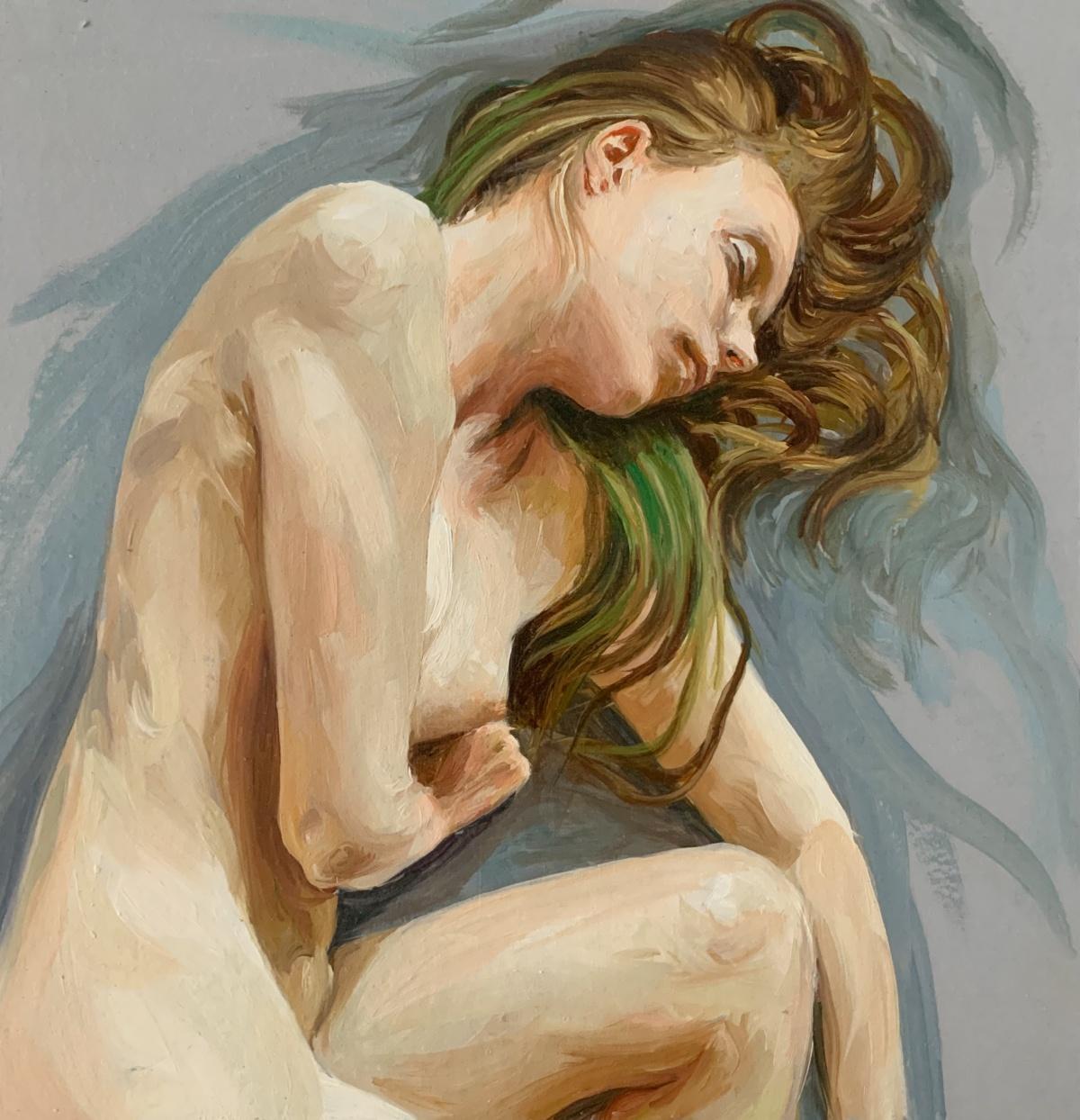 Agnieszka Staak-Janczarska Figurative Painting - Rest - Realistic oil painting, Nude, Young Polish artist