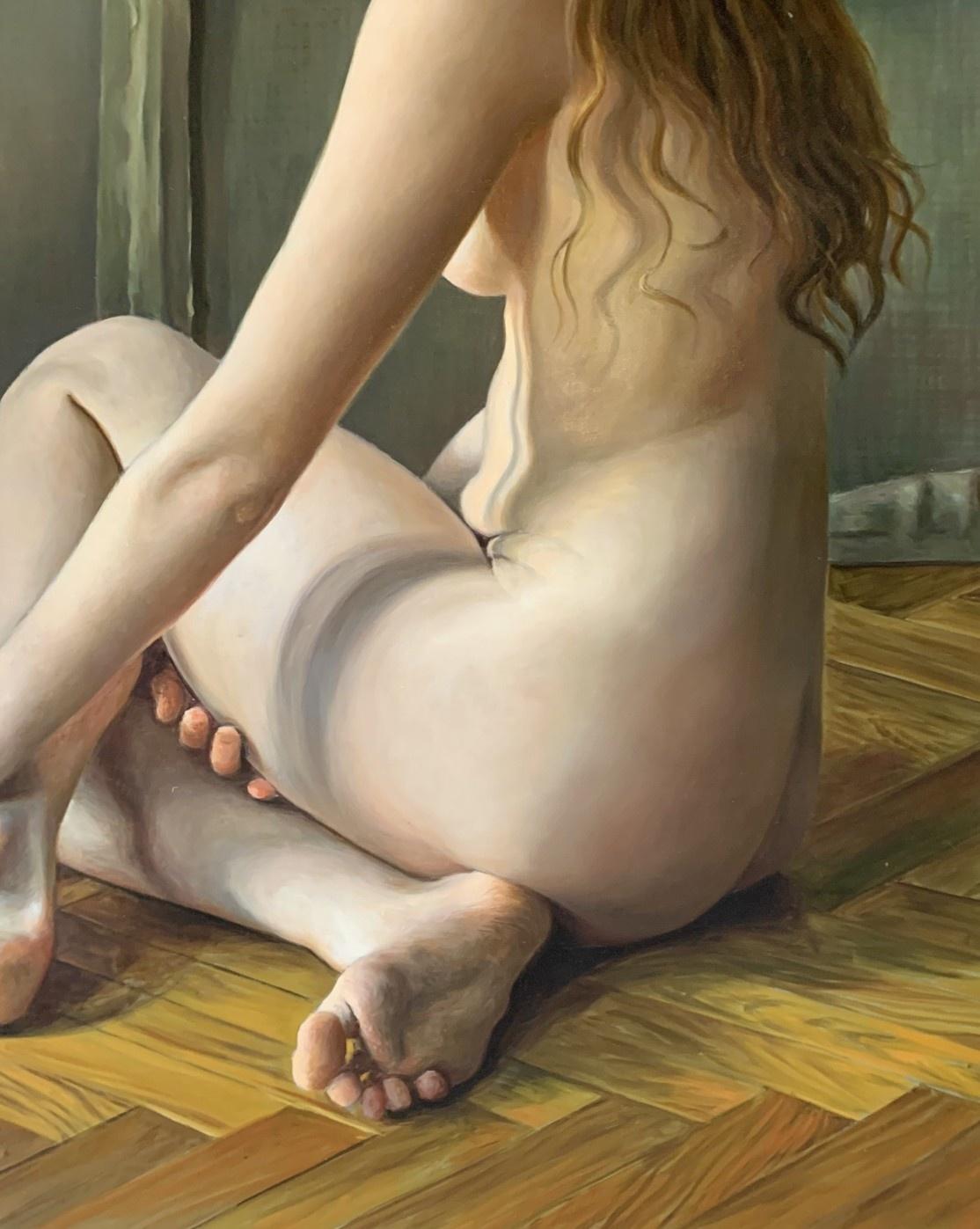 Time - Realistic oil painting, Nude, Young Polish artist - Naturalistic Painting by Agnieszka Staak-Janczarska