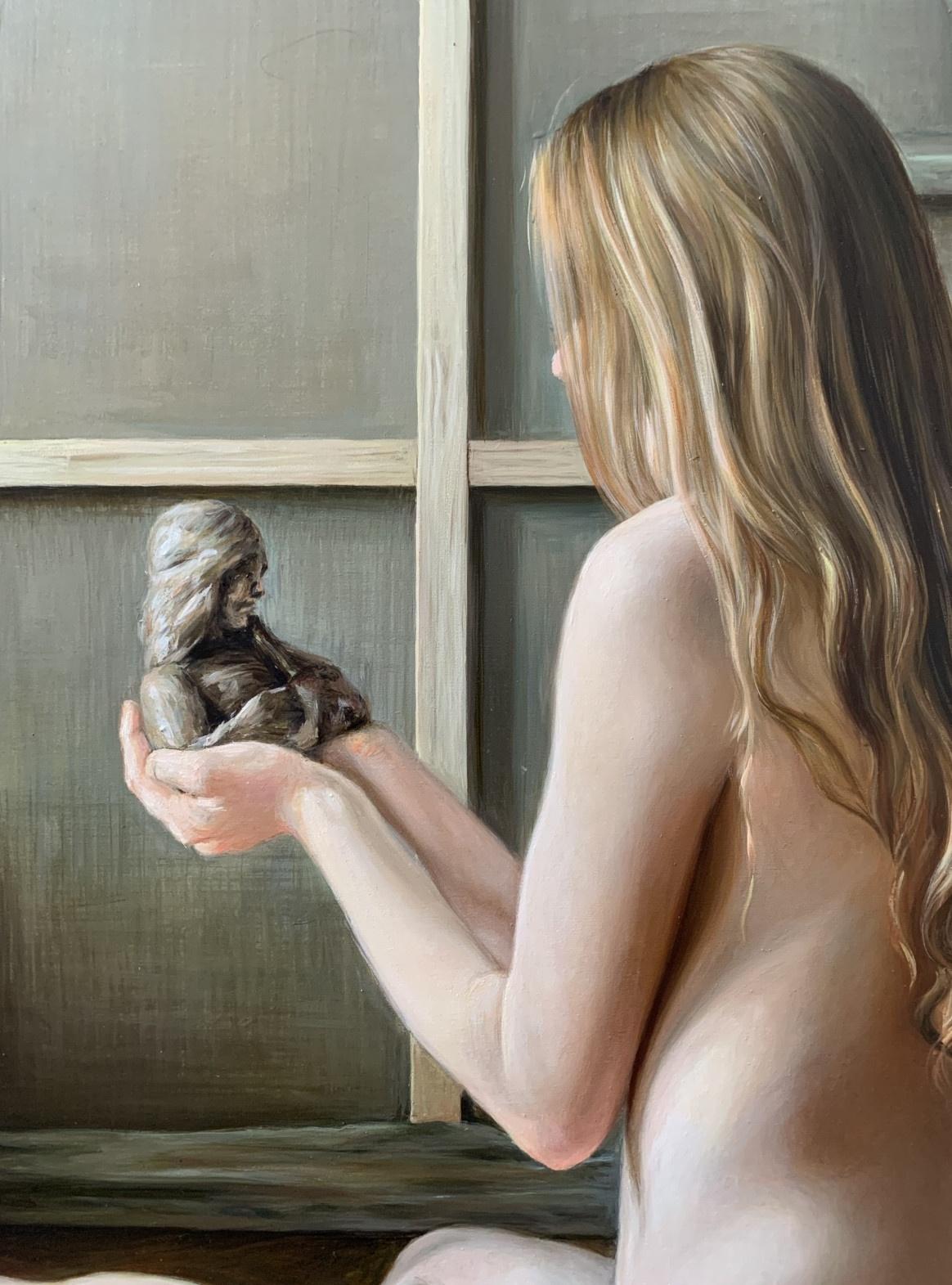 Untitled. Realistic figurative oil painting, Nude, Young Polish artist - Painting by Agnieszka Staak-Janczarska