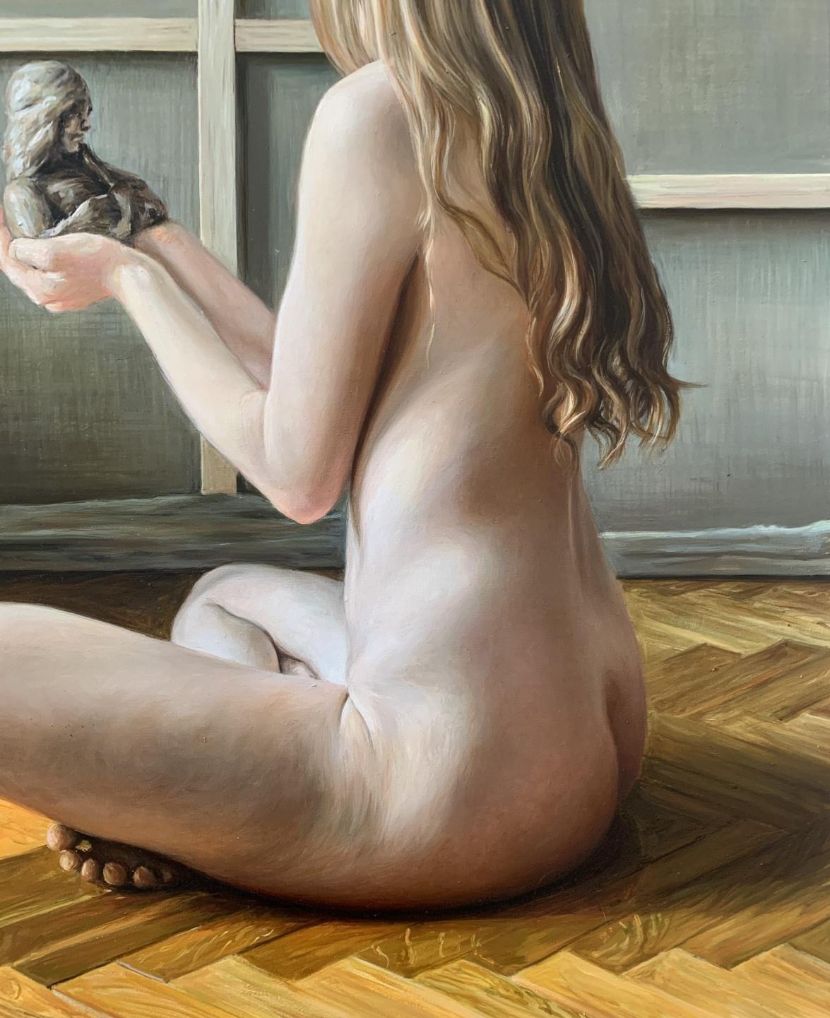 Untitled. Realistic figurative oil painting, Nude, Young Polish artist - Naturalistic Painting by Agnieszka Staak-Janczarska
