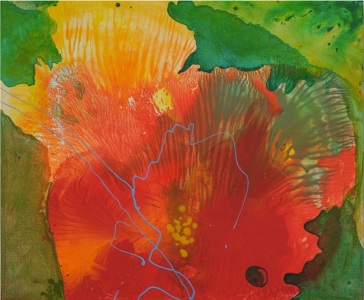 Eine Blume - Zeitgenössisches, figuratives, farbenfrohes Ölgemälde, polnischer Künstler