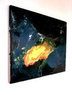 Bonfire on the Beach ,  Modern Seascape Oil Painting, Sea View, Expression