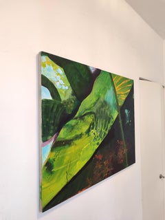 Botanischer Garten 2 - Contemporary Expressive Landscape Ölgemälde, Pflanzenansicht