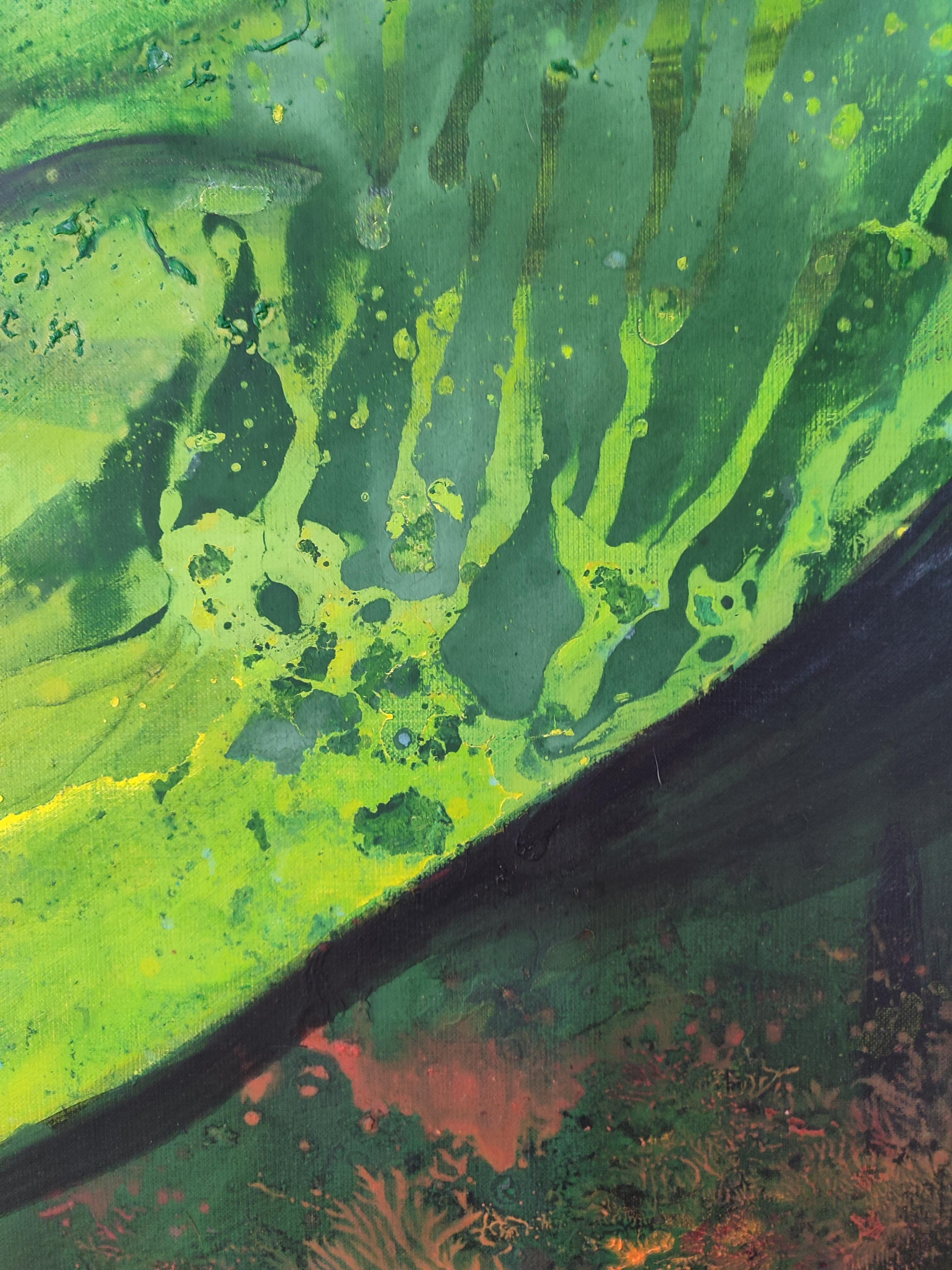 Botanic Garden 2 -  Contemporary Expressive Landscape Oil Painting, Plant View For Sale 2