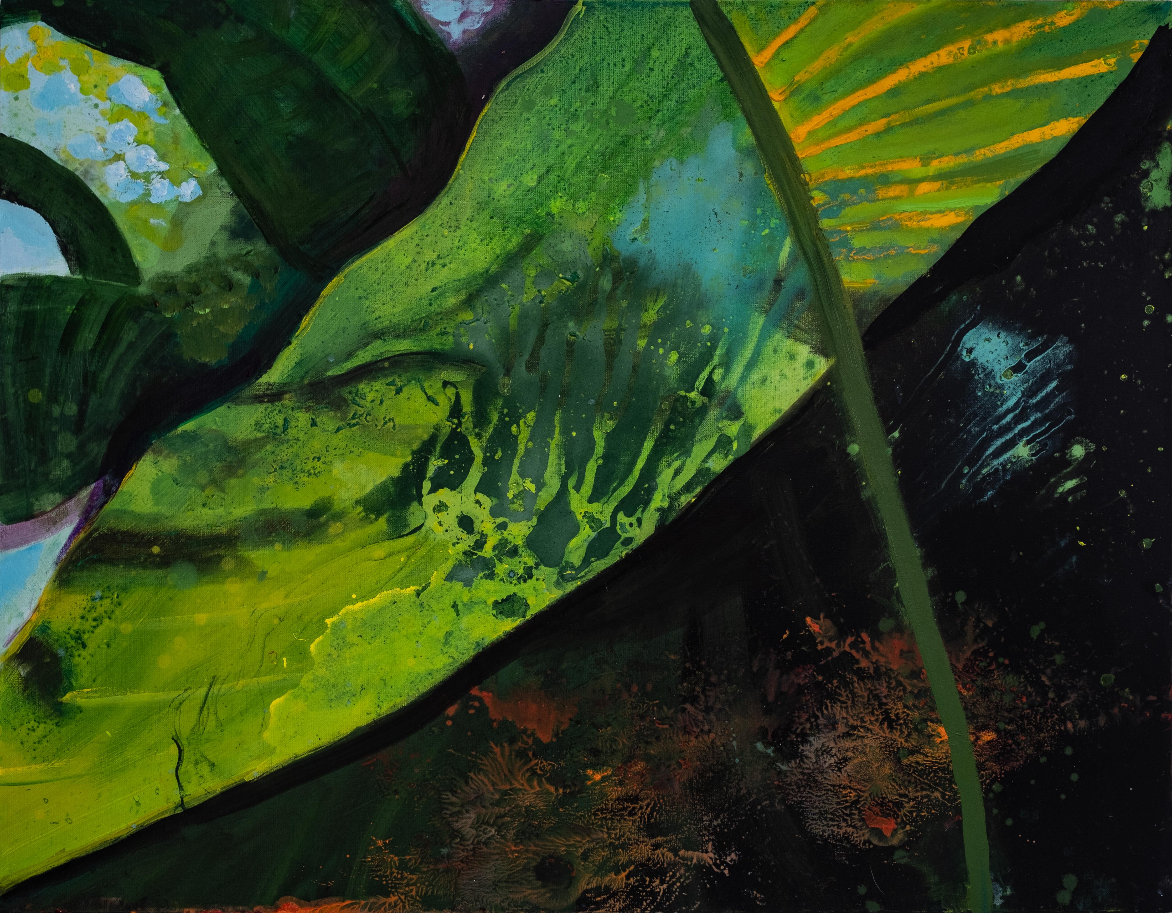 Landscape Painting Agnieszka Zawisza - Jardin botanique 2 -  Peinture à l'huile contemporaine de paysage expressif, vue de plantes