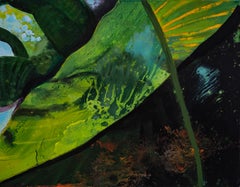Jardin botanique 2 -  Peinture à l'huile contemporaine de paysage expressif, vue de plantes