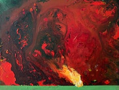 Fire on water - Contemporary Oil Painting, Small scale, Polish art