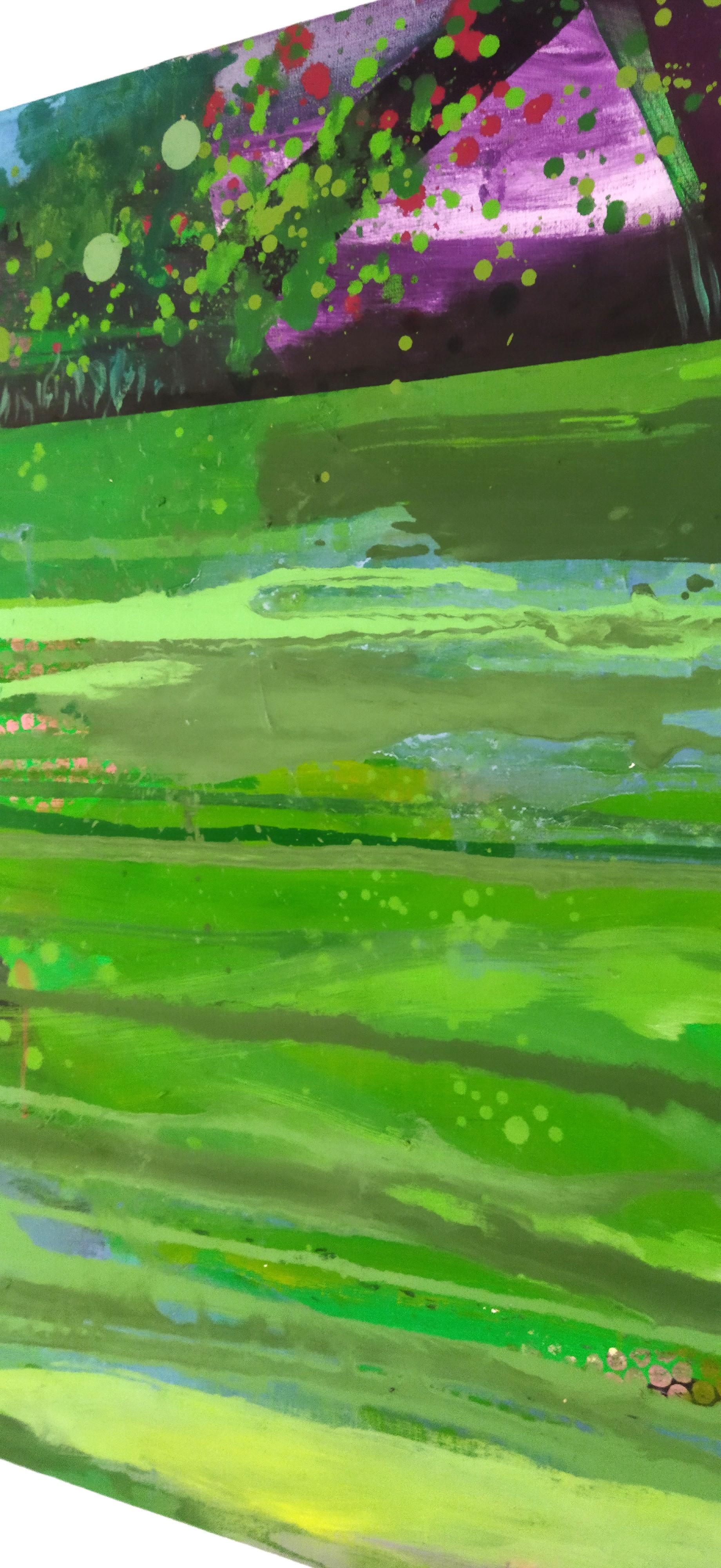 Green River - Óleo-Collage, Pintura de Naturaleza Atmosférica, Abstracción, Expresión - Painting Contemporáneo de Agnieszka Zawisza