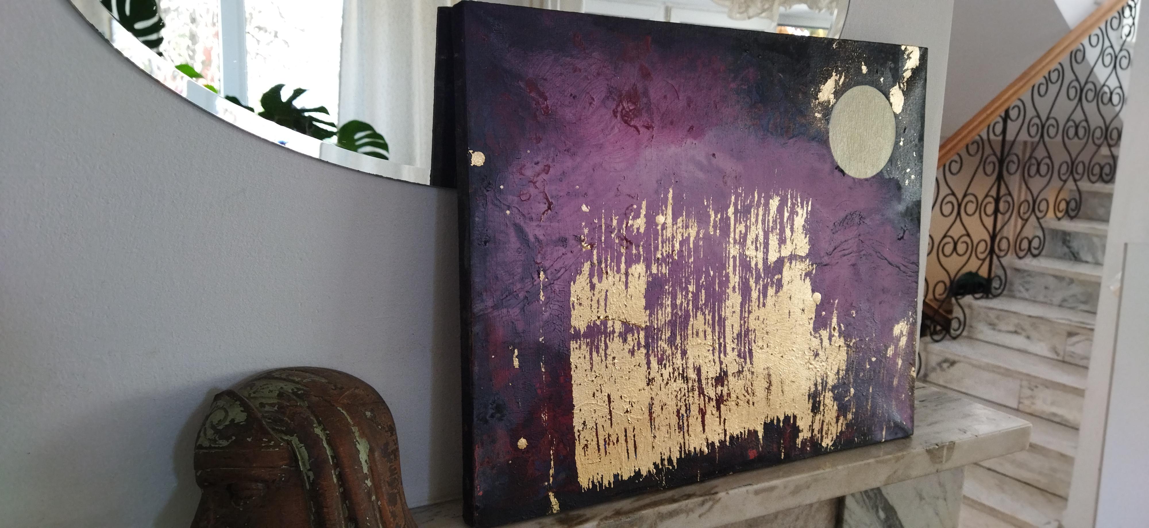 Luna Llena de Verano Tardío - Pintura al Óleo Atmosférica de la Naturaleza, Abstracción, Expresión - Painting Contemporáneo de Agnieszka Zawisza