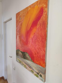 Moroccan Landscape – Atmospheric Nature Oil Painting, Abstraction, Expression