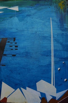 Oslo- XXI Century Contemporary, Figurative Oil Painting, River, Blue