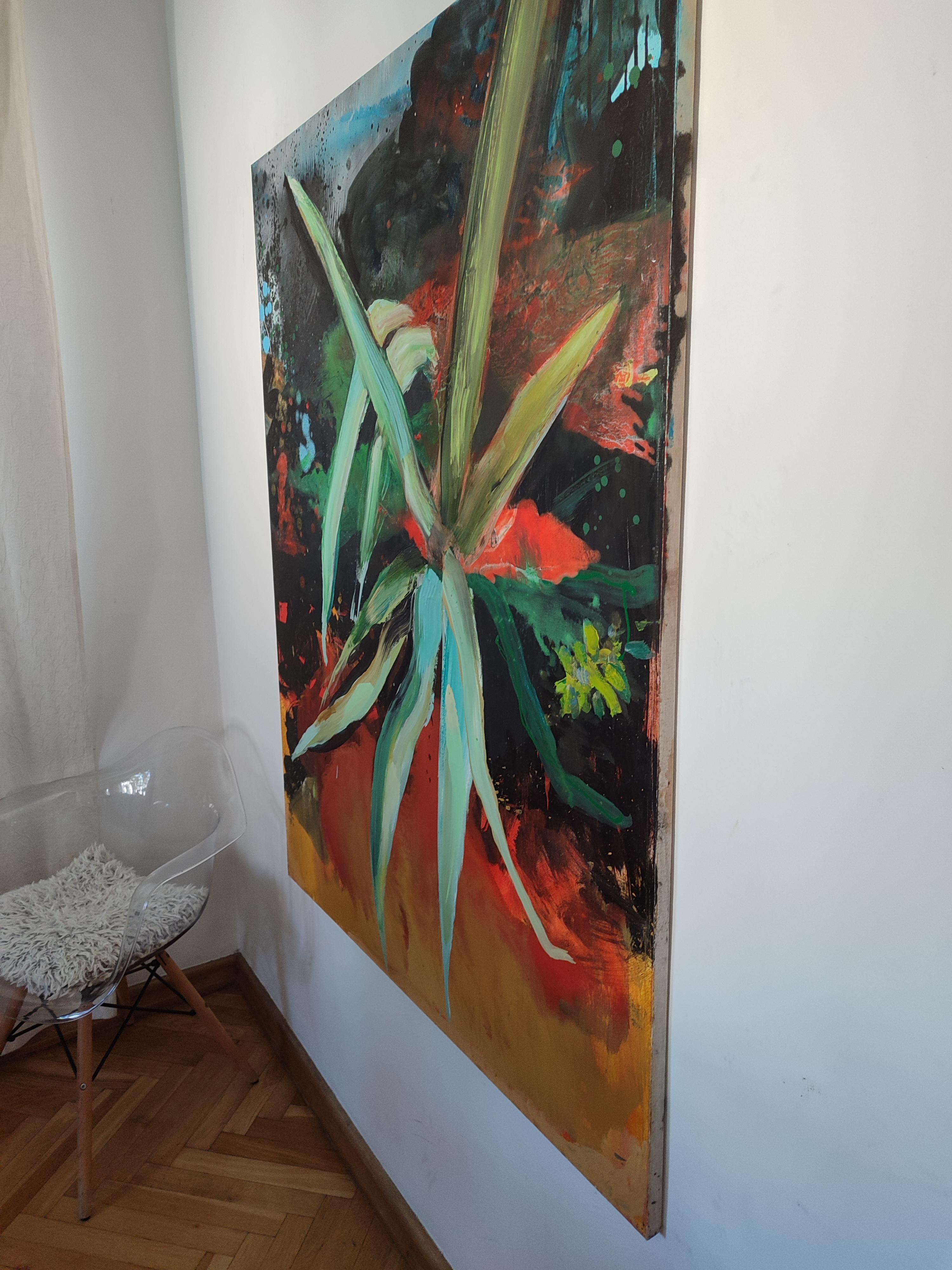 The Agave –  Contemporary Expressive Landscape Ölgemälde, Pflanzenansicht im Angebot 1