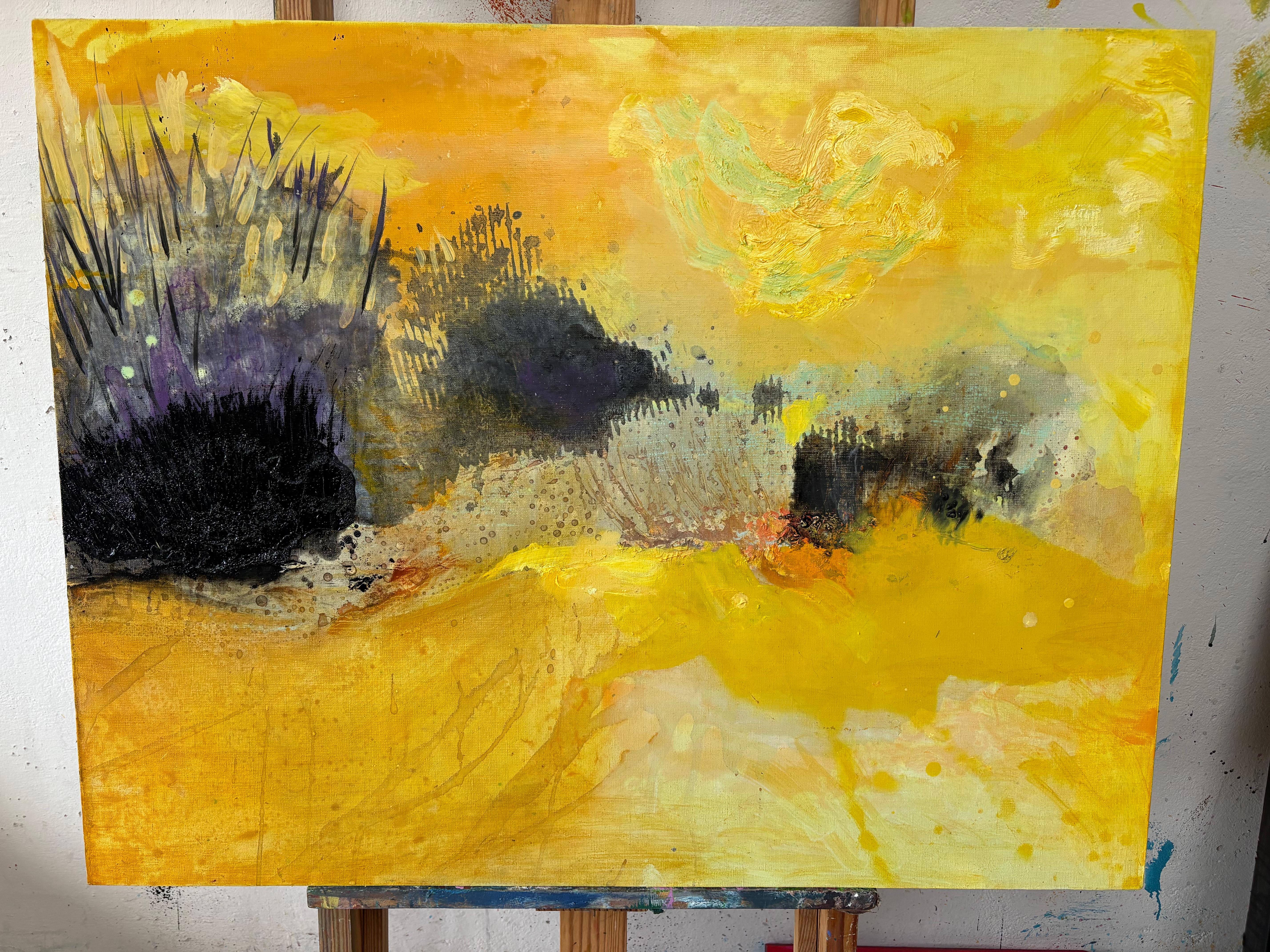 Das Flüstern in den Dünen -  Zeitgenössische ausdrucksstarke Landschafts-Ölmalerei (Braun), Abstract Painting, von Agnieszka Zawisza