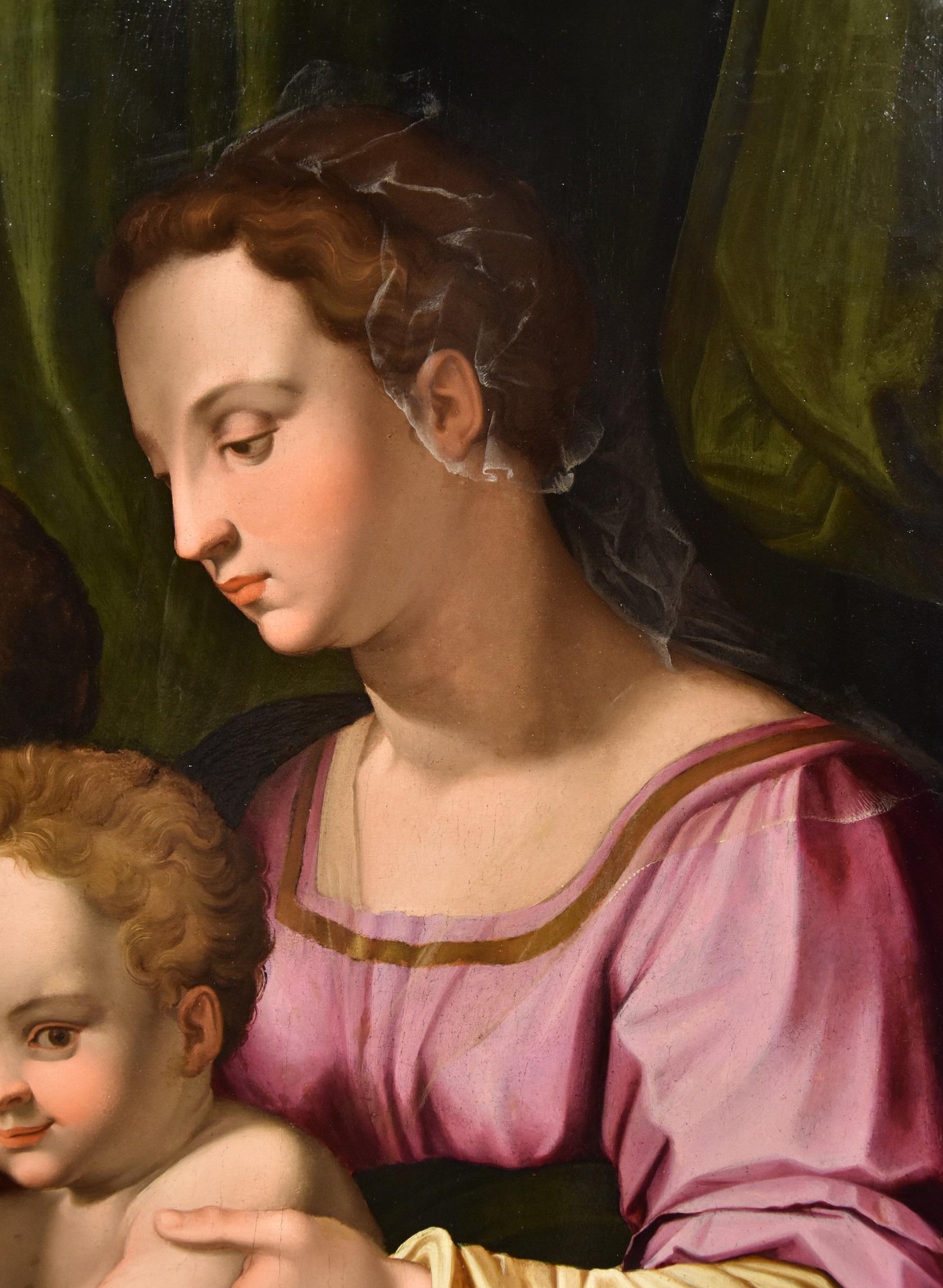 Sagrada Familia Giovannino Bronzino Pintura Óleo sobre tabla Siglo XVI Viejo maestro Italia en venta 14