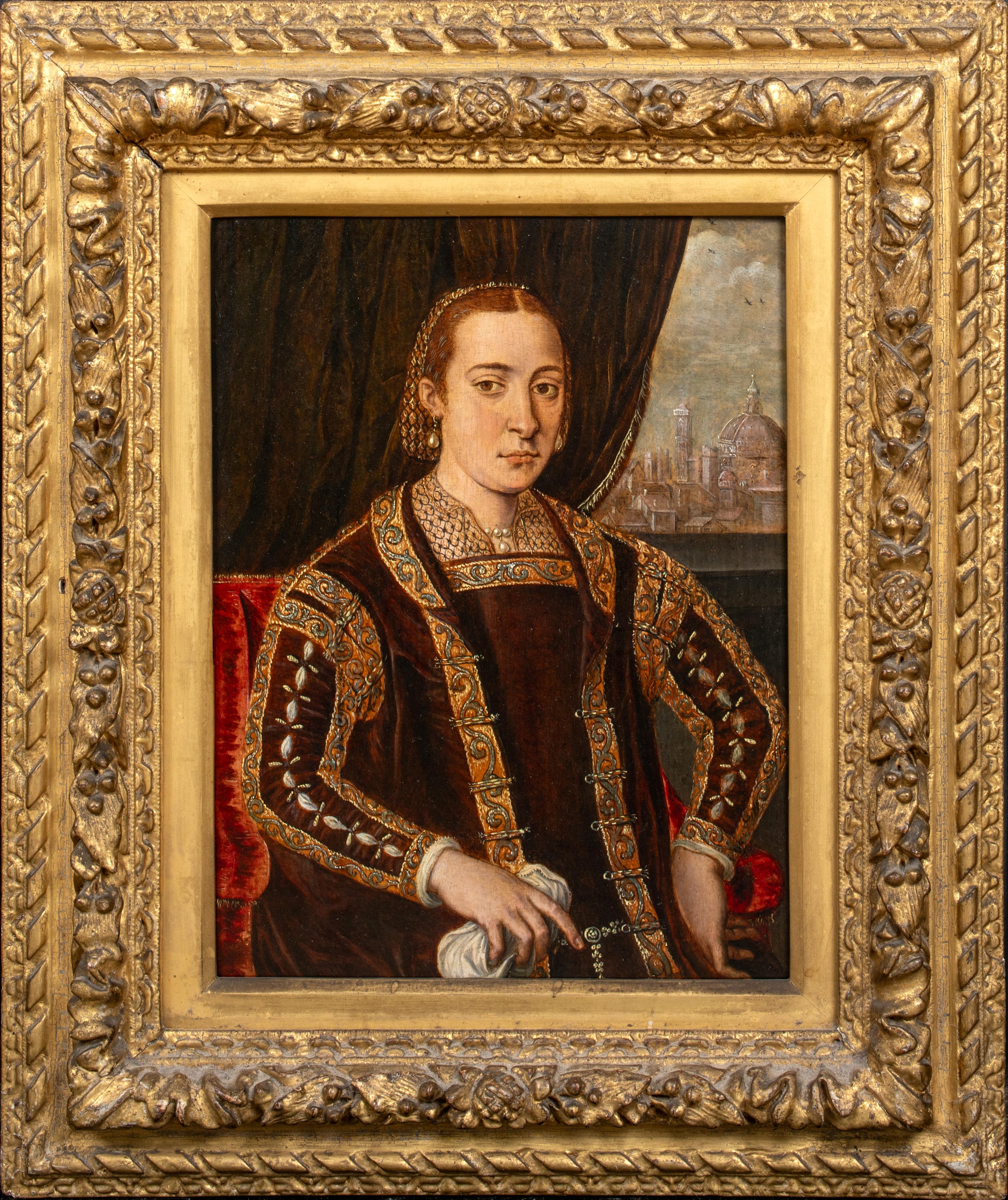 Portrait Of Eleanor Of Toledo, Duchess of Florence (1522-1562) - Painting by Agnolo Bronzino