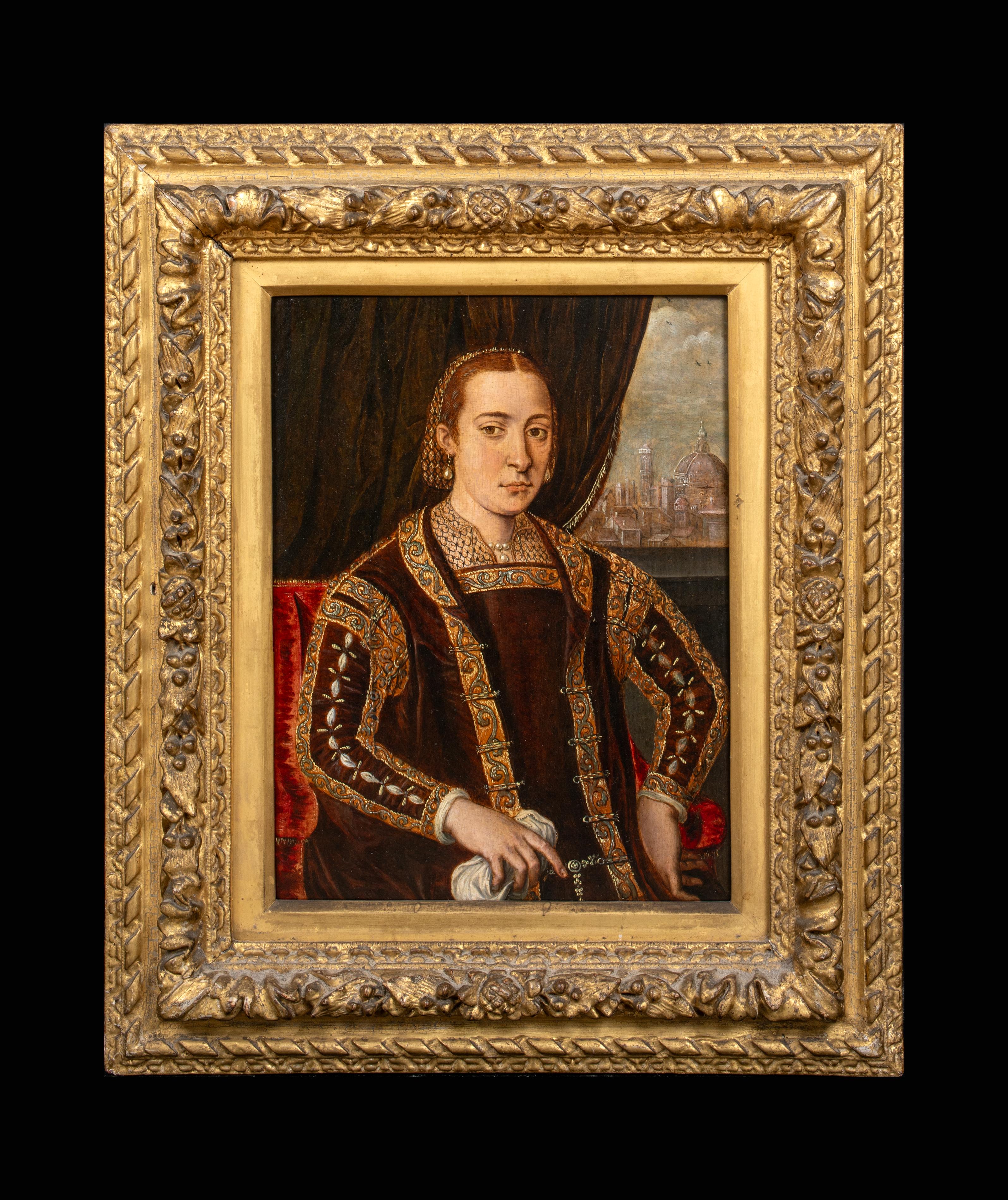 Portrait Of Eleanor Of Toledo, Duchess of Florence (1522-1562), 16th Century 

after AGNOLO BRONZINO (1503-1572)

16th century Italian Old Master court portrait of Eleanor Of Toledo, Duchess of Florence, oil on panel. Excellent quality and condition
