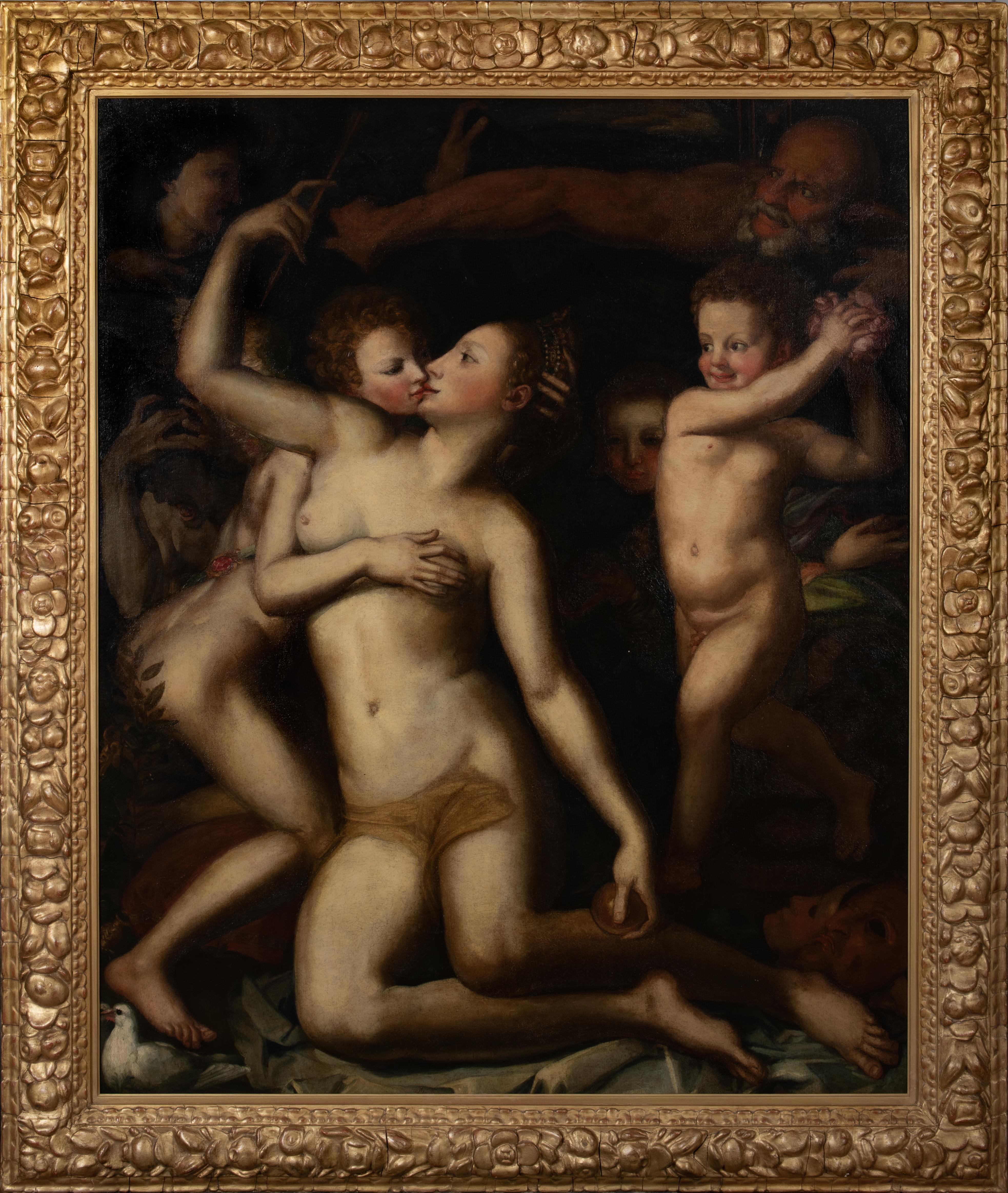 Agnolo Bronzino Nude Painting - Venus & Cupid Naked - BRONZINO (1502-1572)  follower of BRONZINO (1502-1572)