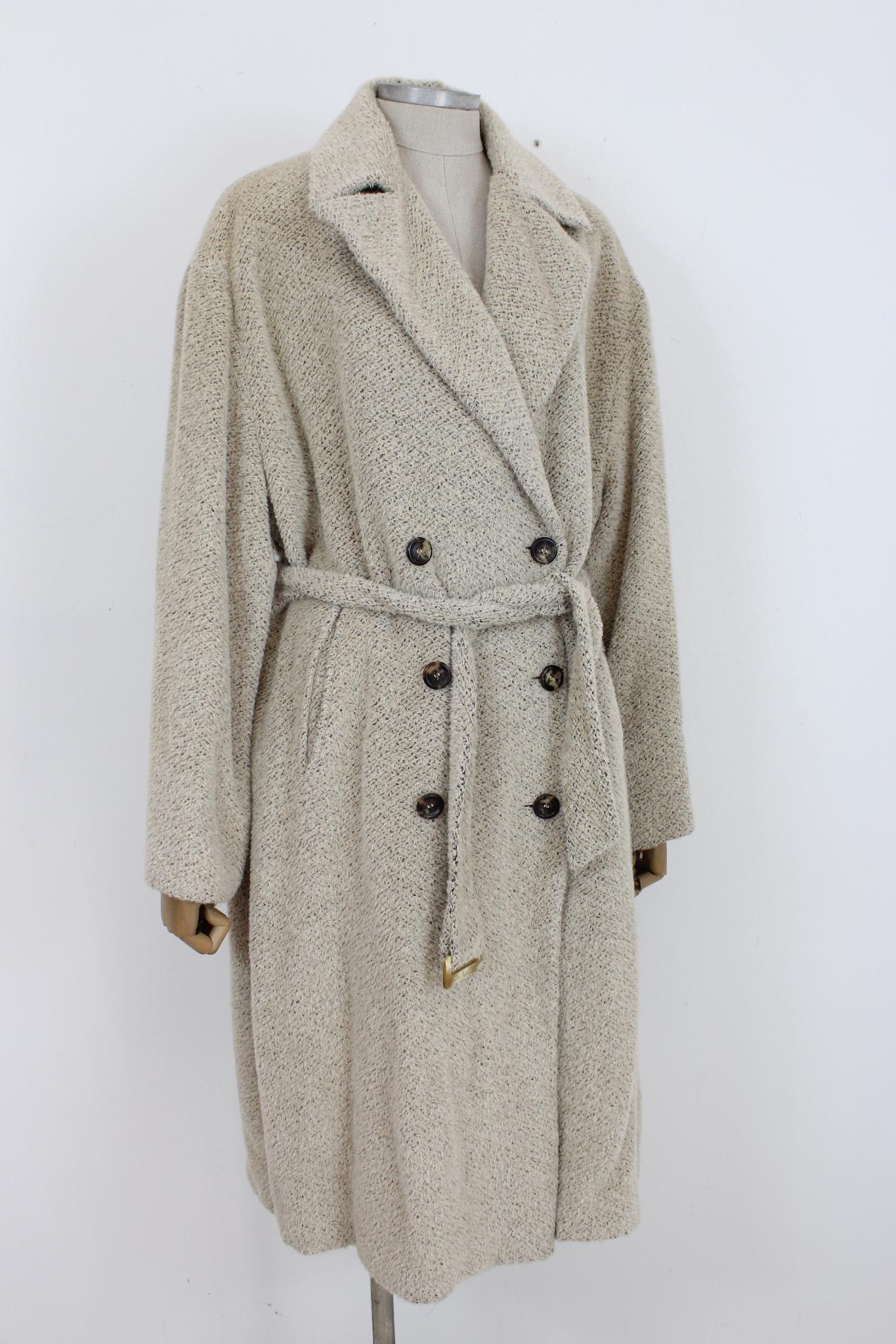 Gray Agnona Beige Brown Alpaca Vintage Coat