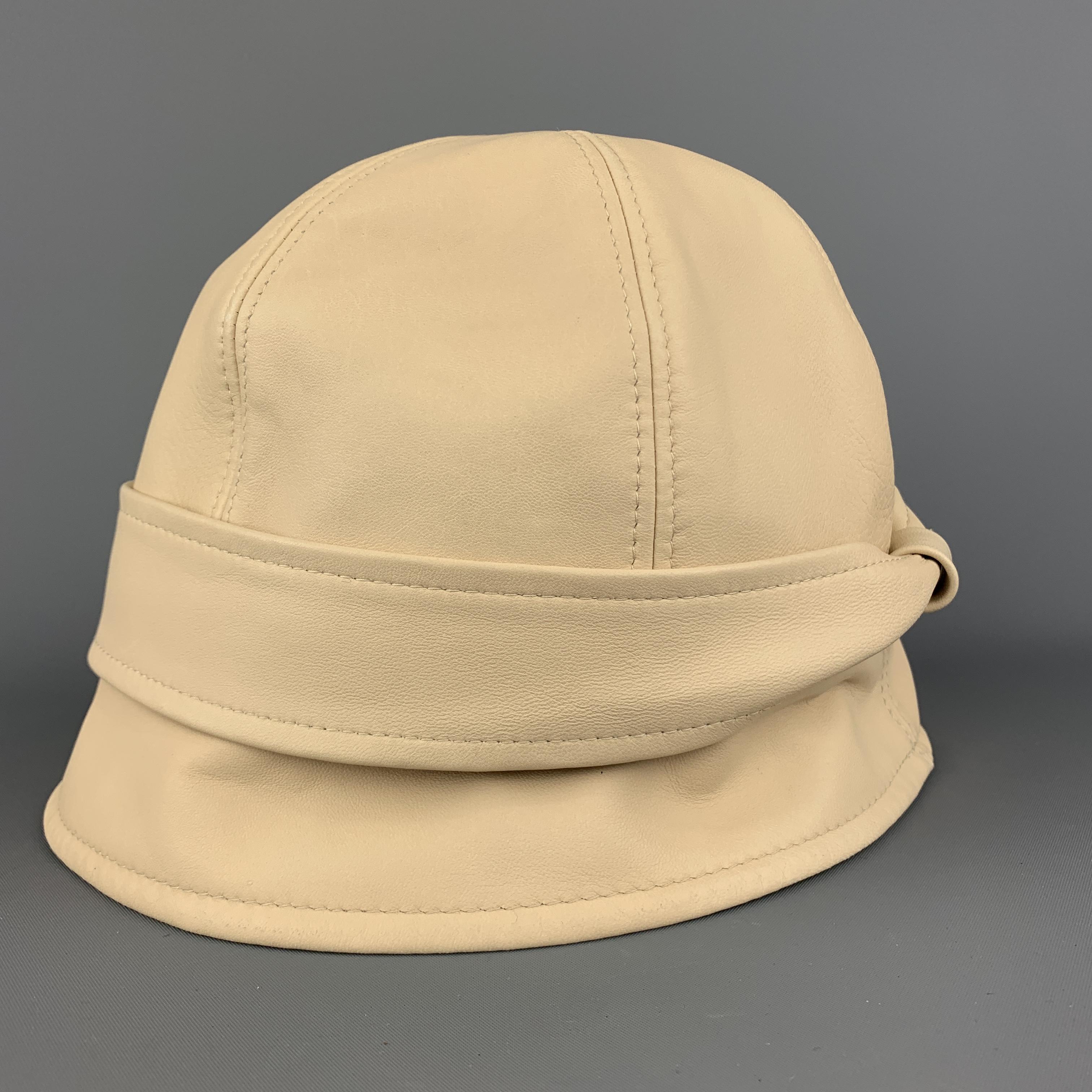 Men's AGNONA Beige Leather Bucket Hat