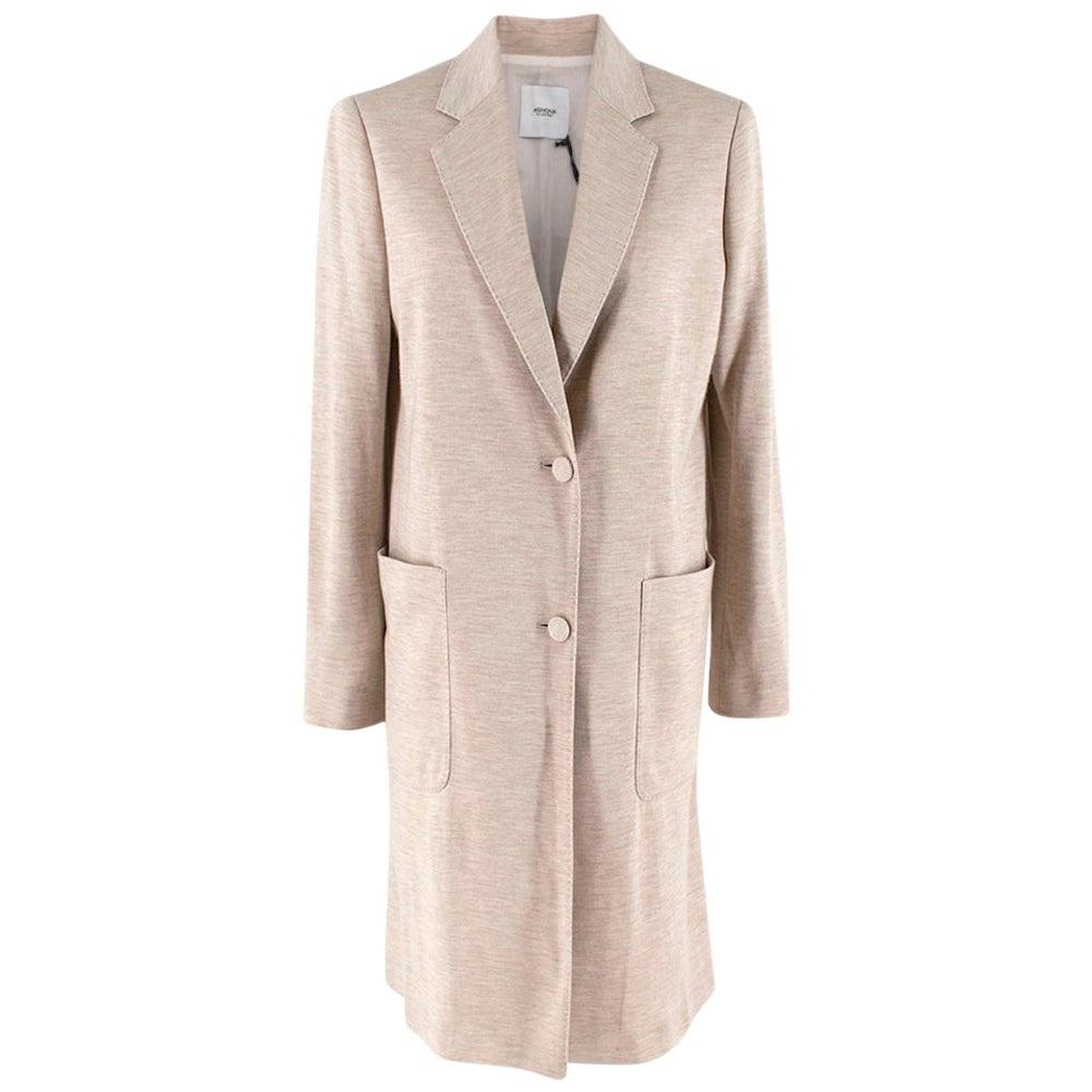 Agnona Beige Silk & Cashmere Blend Jersey Coat - Size US 6 For Sale