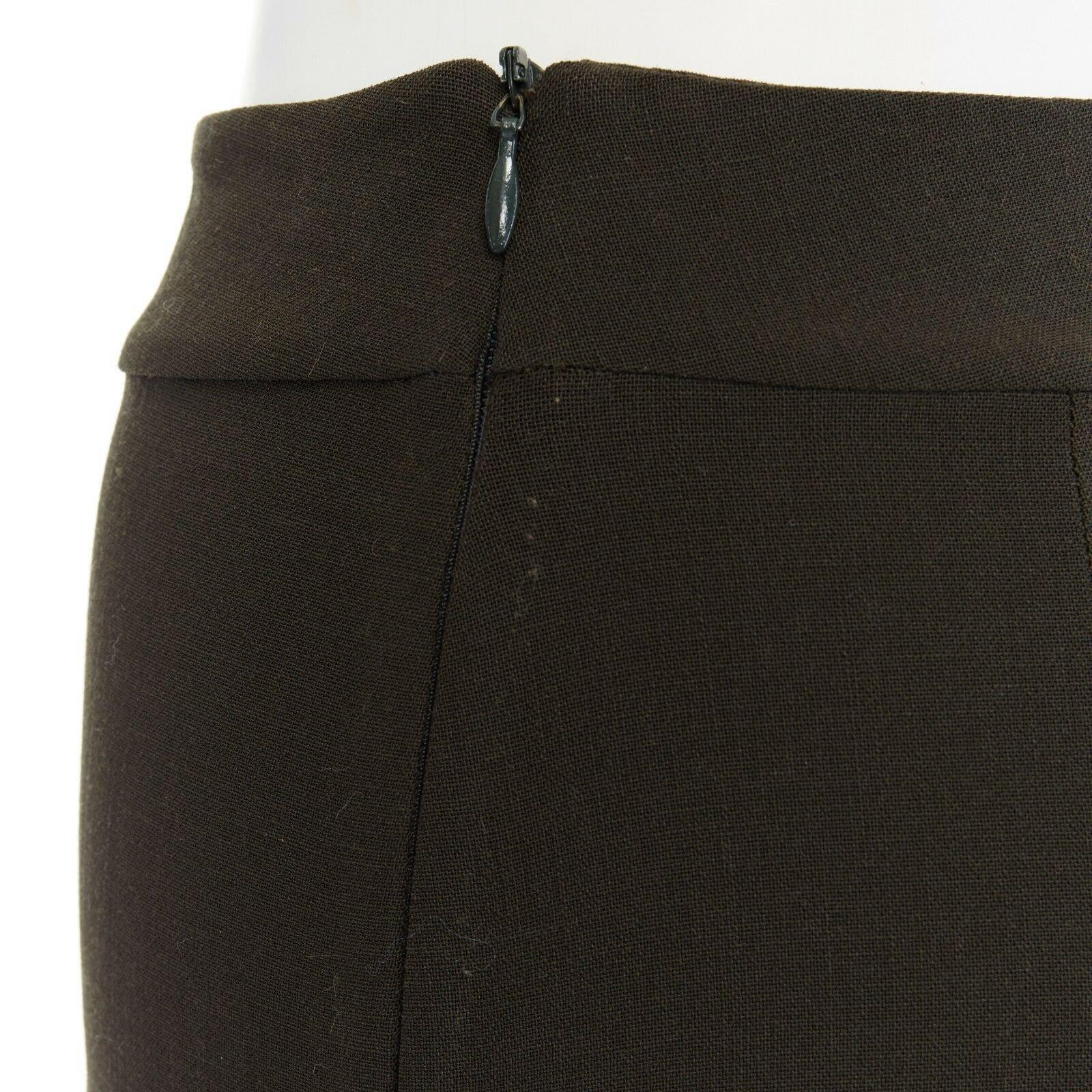 AGNONA BERGDORF GOODMAN green crepe dual pleated back vent A-line skirt IT38 XS 3