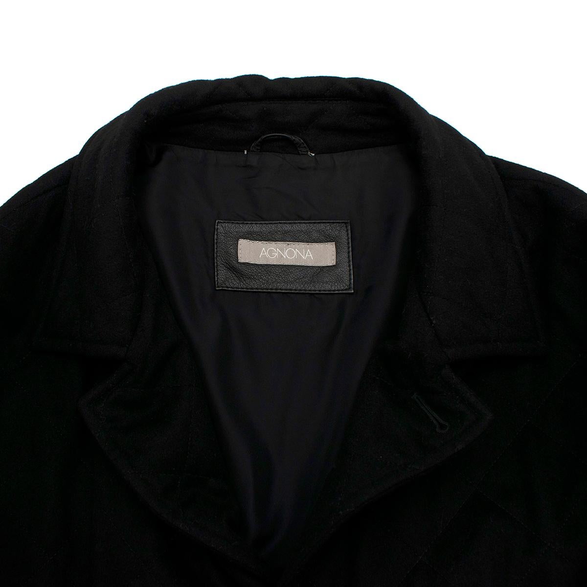 Agnona Black Cashmere Blend Coat - Size L In Excellent Condition For Sale In London, GB