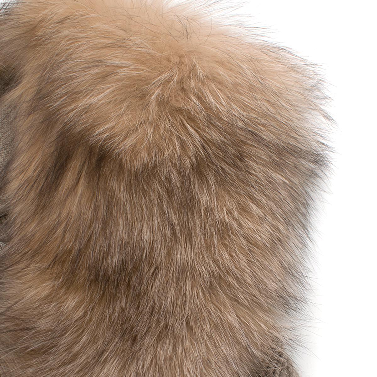 Agnona Brown Fox-Fur Collar Cashmere Knit Jacket US 8 1