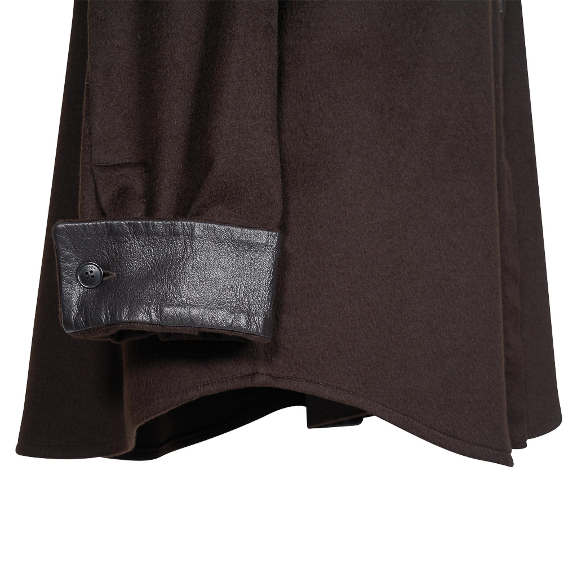 Black Agnona Cashmere and Leather Rich Chocolate Brown Shirt 46 For Sale
