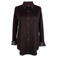 Agnona Cashmere and Leather Rich Chocolate Brown Shirt 46