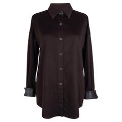 Agnona - Chemise en cachemire et cuir marron chocolat riche 46