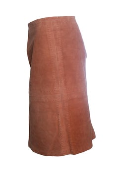 Agnona, coral suede midi skirt