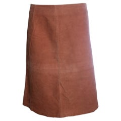 Agnona, coral suede midi skirt