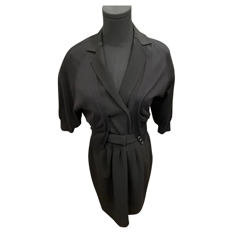bergdorf goodman black dress Akris Bergdorf Goodman Black Front zip Belted Sheath Dress Size US 10