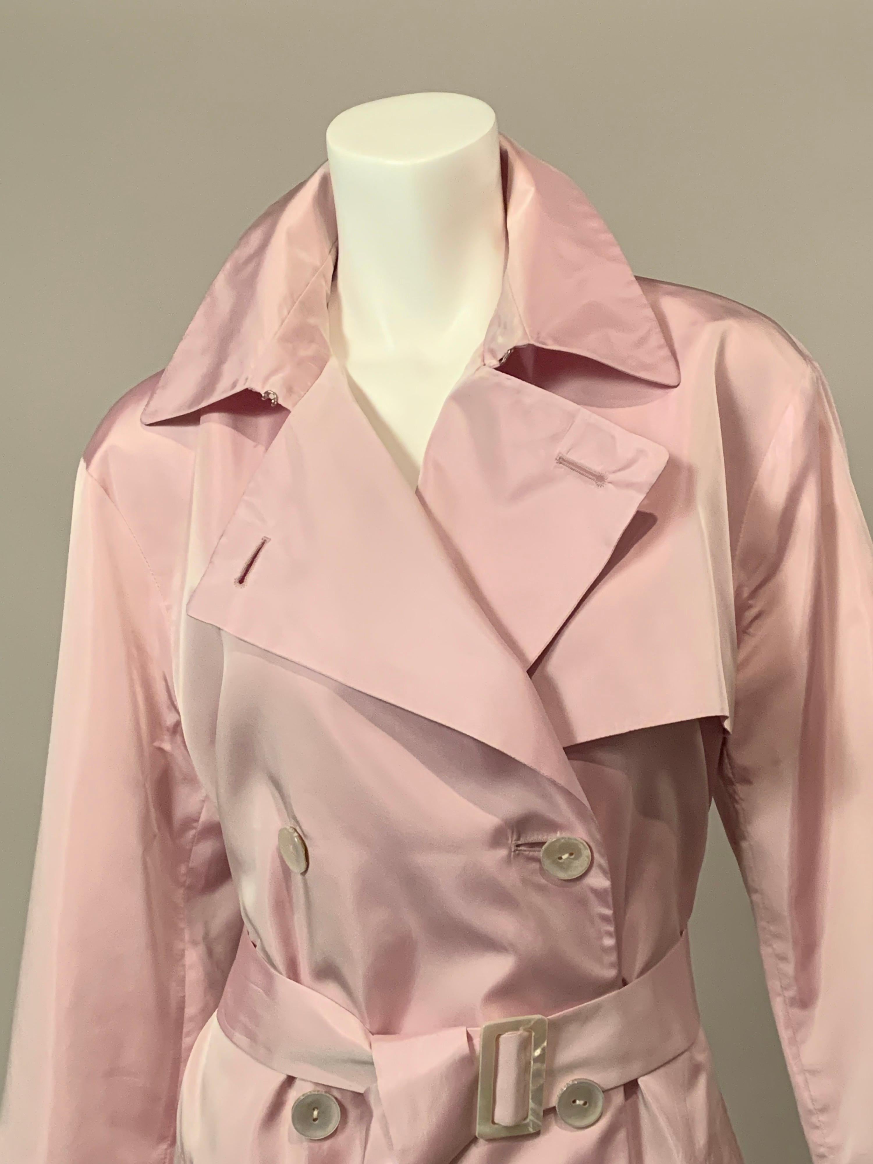 Agnona Lavender Silk Trench Coat In Good Condition For Sale In New Hope, PA