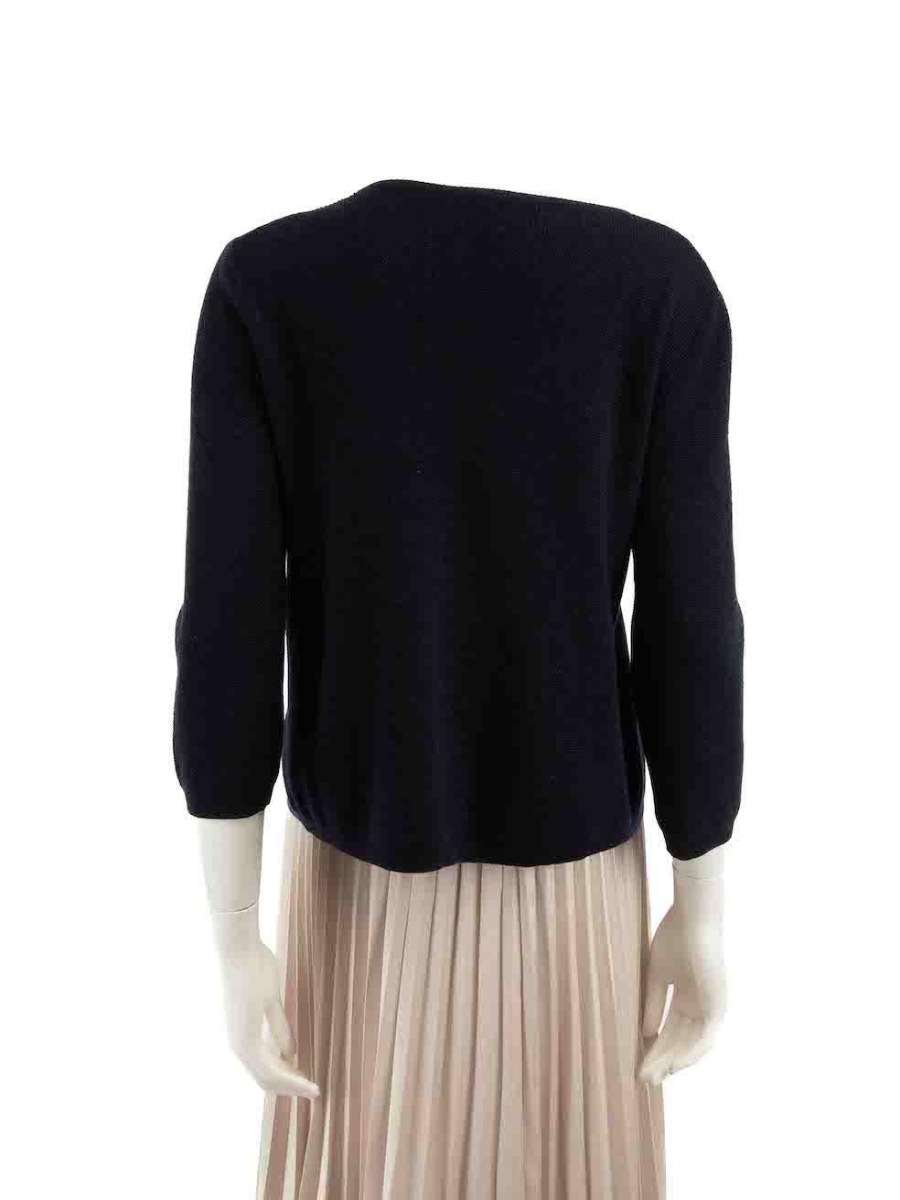 Agnona Navy Cashmere Knitted Cardigan Size L In Good Condition For Sale In London, GB