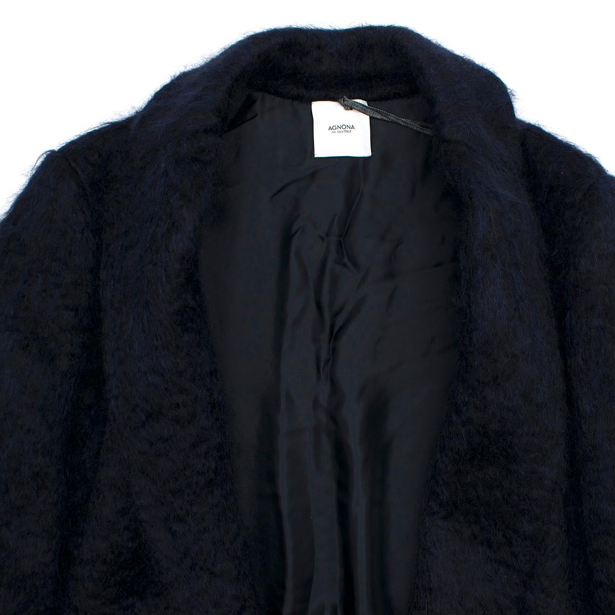 Agnona Navy Mohair Blend Coat - US 4 In New Condition For Sale In London, GB