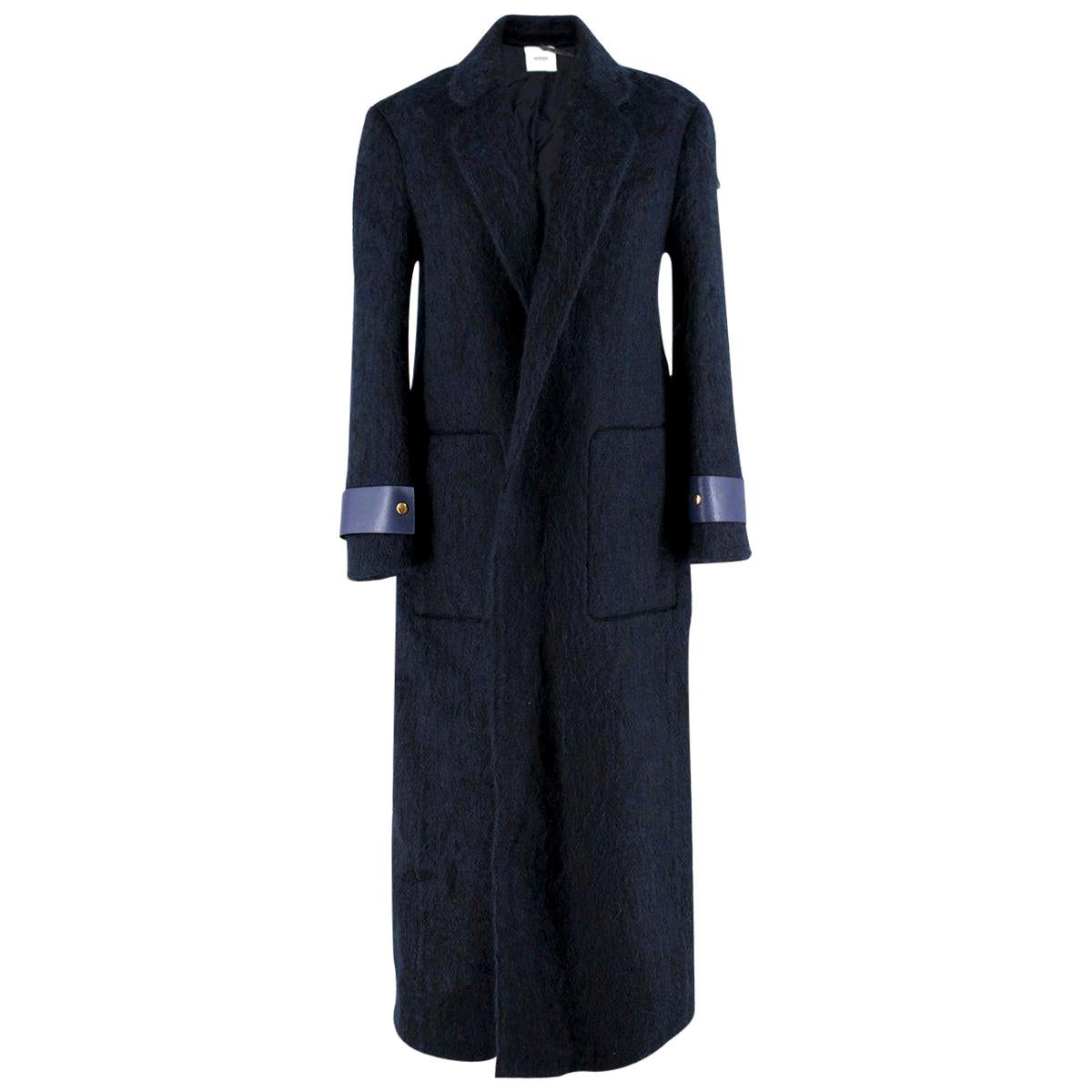 Agnona Navy Mohair Blend Coat - US 4 For Sale