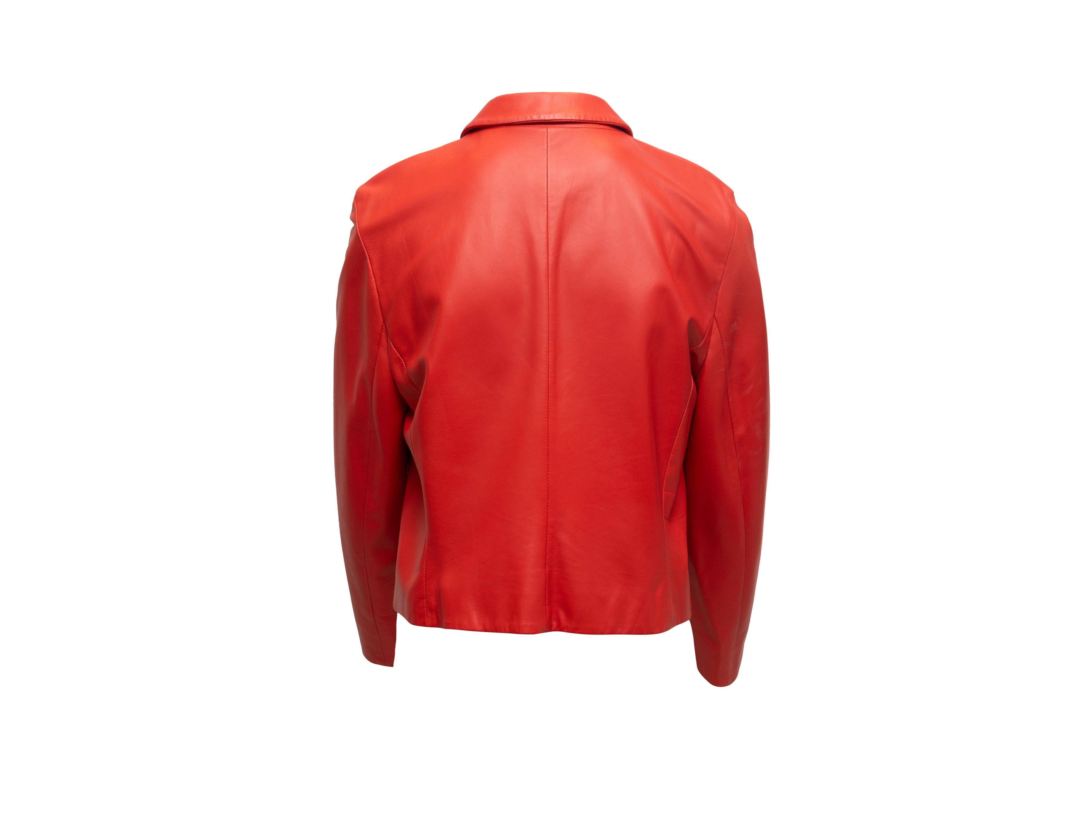 Agnona Red Leather Zip-Up Jacket In Good Condition In New York, NY