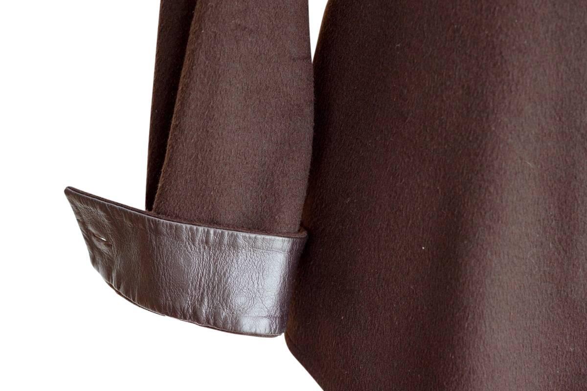 Agnona Shirt Cashmere and Leather Details Rich Chocolate Brown 46 1